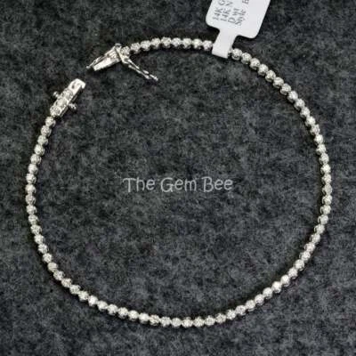 Brazalete de tenis pequeño de diamantes de oro blanco macizo de 14K de 7 pulgadas Foto 1 de 4