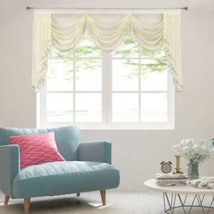 Waterfall Window Curtain Valance for Living Room Sheer Tassels Swag Valances ... - Picture 1 of 8