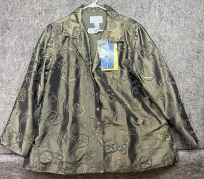 Chaqueta Blazer Susan Graver Floral Bordada 1X Nueva Con Etiquetas Foto 1 de 4