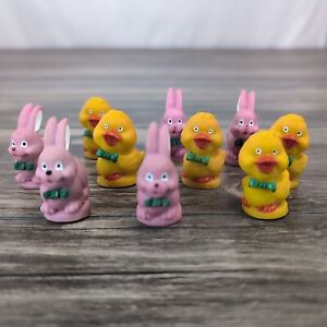 Chicks & Bunnies 10 Replacement Pieces For Chick Tac Toe Easter Game Vintage