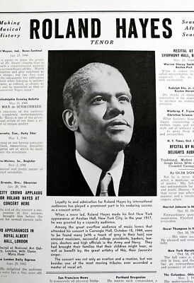 ROLAND HAYES Opera Tenor 1940s Booking Ad Concert Orchestra Performers - Image 1 of 2