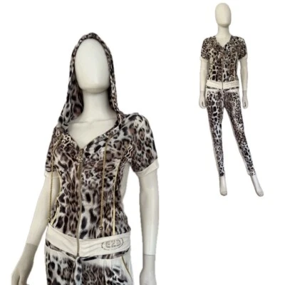 NWT WOMEN'S LYCRA TRACKSUIT 2PC SET HOODED JACKET/PANTS ANIMAL PRINT LOUNGEWEAR - Image 1 of 4