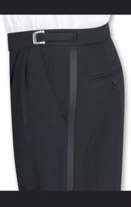 Nuevo Pantalón Esmoquin Gianni Negro Lana Ajustable Sin Dobladillo 49 L Largo - Imagen 1 de 1