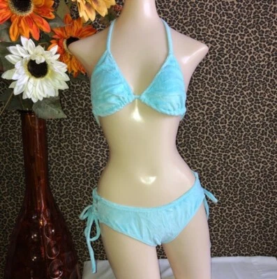 👙LEG AVENUE👙Teño de felpa 2 piezas Bikini con tanga con cordones | S/M | Foto 1 de 4