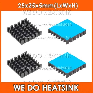 25x25x5mm czarny radiator chłodnica z termiczną dwustronną podkładką samoprzylepną - Zdjęcie 1 z 5