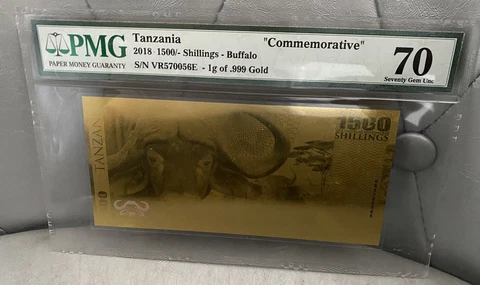 2018 Tanzania Big 5 Buffalo 1g Of Gold  PMG 70 Cover
