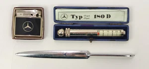 3 x Super Rarità Mercedes Benz Misuratore Pressione Aria Tipo 180 D Accendino Tagliacarte - Foto 1 di 24