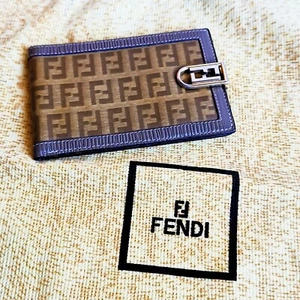 portafogli FENDI porta assegni check holder monogram jaquard zucca vintage gold - Imagen 1 de 6