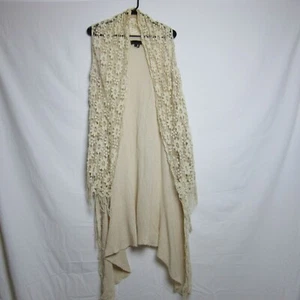 i jeans by Buffalo Tan Floral Knit Shawl Cardigan Tunic Festival - Picture 1 of 6