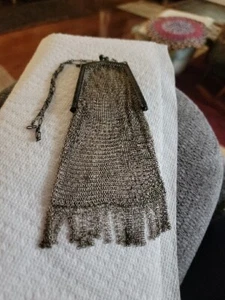 Antique Soldered Link Mesh Flapper Bag / Change Purse 6.5” x 3” - Picture 1 of 10