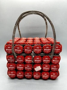 Vintage Red Bottle Cap Rectangular Wire Bag Box Purse Basket ~ Pilsner Lager - Picture 1 of 8
