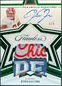 Parche con logotipo impecable 2022 automático RPA 5/5 (Bookend 1/1) Josh Jacobs Packers Alabama - Imagen 1 de 2