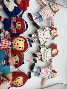 Vintage Stoff/Filz/Pappmaché Raggedy Ann & Andy Weihnachtsschmuck Posten - Bild 1 von 9