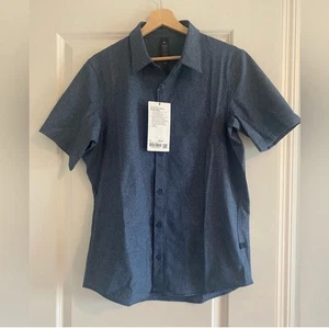 Lululemon Airing Easy Short-Sleeve Shirt Heathered True Navy HTTN New M - Picture 1 of 4