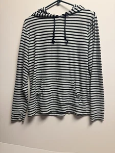 Old Navy EST 1994 Women’s Back W/White Striped Kangaroo Pocket Hooded Top Size L - Picture 1 of 6