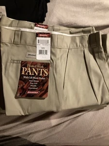 Original Dickies Herren KHAKI BIEGE Plissee vorne Freizeit & Arbeitshose Größe 36x32 - Bild 1 von 7