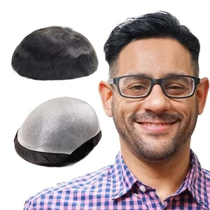 Haarsystem für Männer mit Echthaar 8x10 Zoll Haarteil für Männer 0,06 mm Super... - Bild 1 von 7
