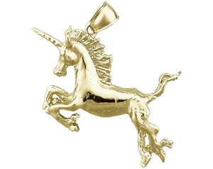 14K Gold 40MM Unicorn Pendant - Picture 1 of 6