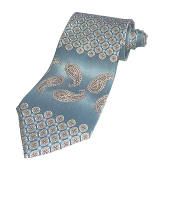 Corbata Oscar De La Renta Azul Paisley Seda Hecha en EE. UU. Preppy Colorido Diseñador Foto 1 de 4