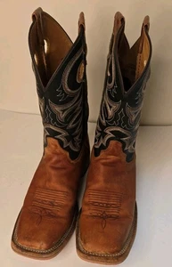 Justin Caddo Boots Men 10.5 D Brown Leather Cowboy Western Pull On Work - Picture 1 of 8