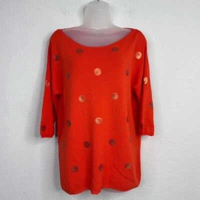 Suéter Alberto Makali Mujer L Rojo Naranja Lunares Adornado Artístico Audaz Túnica Foto 1 de 4