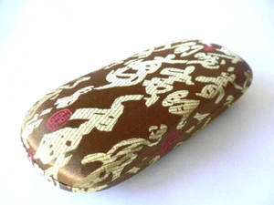 Oriental Design Hard Shell Silk Eyeglasses Case....Brown...one of a kind - Picture 1 of 1