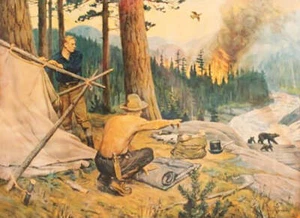 Forest Fire Campers Bears, "Demon of the Forest" by Phillip R Goodwin - Picture 1 of 1