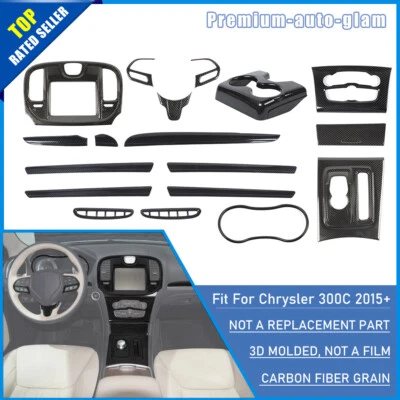 18pcs Carbon Fiber Interior Panel Decor Cover Trim Kit for Chrysler 300/300C 15+ Foto 1 de 4