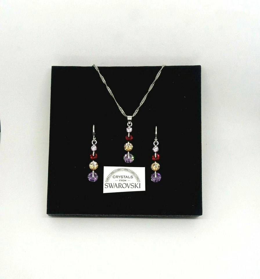 Parure donna orecchini collana argento marcato e cristalli veri della swarovski  - Immagine 1 di 1