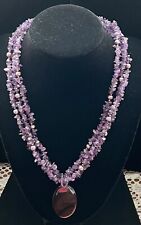 LUC Lucas Lameth .925  Triple Strand Necklace With Shell Pendant