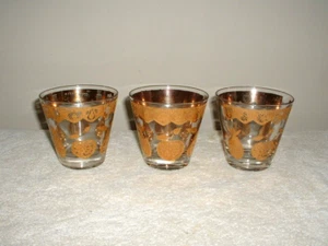 3 Vasos Culver Florentino 3 1/2" Antiguos Fruta Incrustada Dorada - Imagen 1 de 1