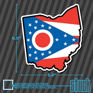 Ohio State Flag Map Shape - 5.4"x6.0" - printed vinyl decal sticker OH USA - Picture 1 of 1
