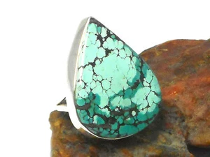 ANILLO Tibetano de Piedras Preciosas de Plata Esterlina 925 TURQUESA - Talla: P - Imagen 1 de 4
