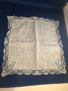 Vintage Lace Handkerchief Scalloped Edge Corners Same10 1/2" - Picture 1 of 5