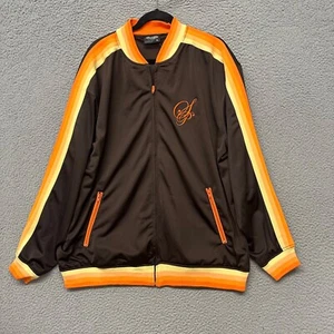 Y2K Southpole Track Jacket Mens XL Brown Embroidered Spell Out Hip Hop - Picture 1 of 12