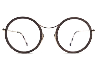 Nathalie Blanc Eyeglasses Frame DOROTHEE 610 Brown Wood Grain Gold 52-24-145 - Image 1 of 4