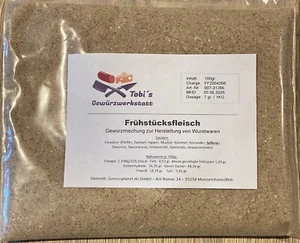 Frühstücksfleisch Gewürzmischung 100gr Wurstherstellung ohne Aspik und Pökelsalz - Bild 1 von 1