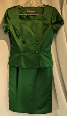 ¡Vintage! Conjunto de falda de 2 piezas verde esmeralda Jessica Howard EE. UU. Talla 4 ¡EXCELENTE ESTADO USADO! Foto 1 de 4