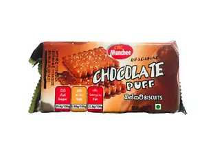 MUNCHEE ORIGINAL CHOCOLATE PUFF TEA BISCUITS 100g GENUINE WITH REAL CHOCOLATE - Picture 1 of 8