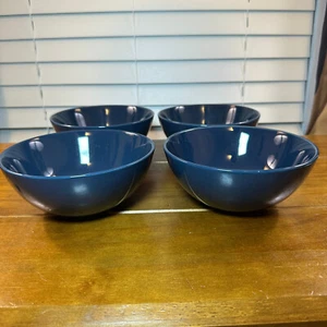 4 tazones de sopa de cereales de gres Ikea usados 6,25" azul real Fargrik 21963 - Imagen 1 de 7