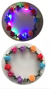 3 Pack Flashing LED Light Up Rose Flower Crown Headband festival lights LN326 - Picture 1 of 1