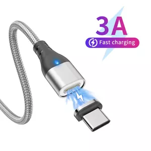 Type C Magnetic 3A Fast Charging Cable Data Sync Cord For Huawei Samsung Xiaomi - Picture 1 of 17