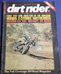 DIRT RIDER Magazine MARCH 1973  VOL1 NO1  CR250M ELSINORE  CZ400 MX  TRANS AMA - Picture 1 of 9