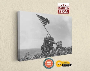 Patriotic Raising American Flag Iwo Jima | Graffiti Canvas Art - Canvas Print - Picture 1 of 7