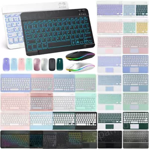 10 inch Backlit Bluetooth Wireless Keyboard Mouse for IOS iPad Android Tablet PC - Picture 1 of 220