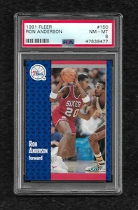 Fleer #150 Ron Anderson 1991 PSA 8 casi nuevo-como nuevo Pop 1 ninguno superior 76ers Fresno State - Imagen 1 de 1
