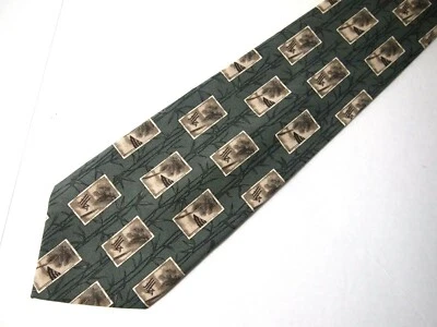 Corbata para hombre Tommy Bahama verde beige postales hawaianas bambú seda 58" Foto 1 de 4