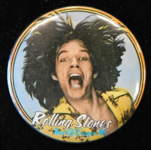 Rolling Stones 1976 Tour Of Europe Vintage 2" Round Mick Jagger Pin Back Button - Picture 1 of 2
