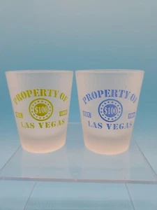 Properly Of Las Vegas 2 Piece Shot Glass Frosted Set! Green And Blue - Picture 1 of 4