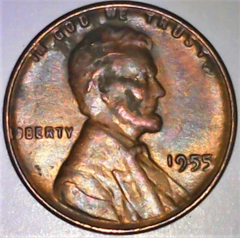 MULTI ERROR 1c 1955 Doubling on 5 ? Attached 5 Lincoln Cent Die Cracks ID:T32068 Cover